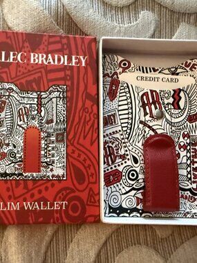 Alec Bradley Slim Wallet With Money Clip Road Warrior White Red Brand New in Box